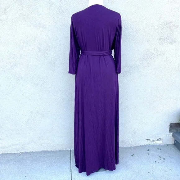KIYONNA velvet wrap dress maxi stretch floor length tall plus size gown 1X long - Picture 9 of 13